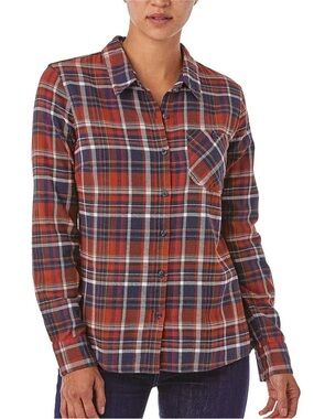 Patagonia Haywood Flannel Long Sleeve Shirt in Rust & Navy